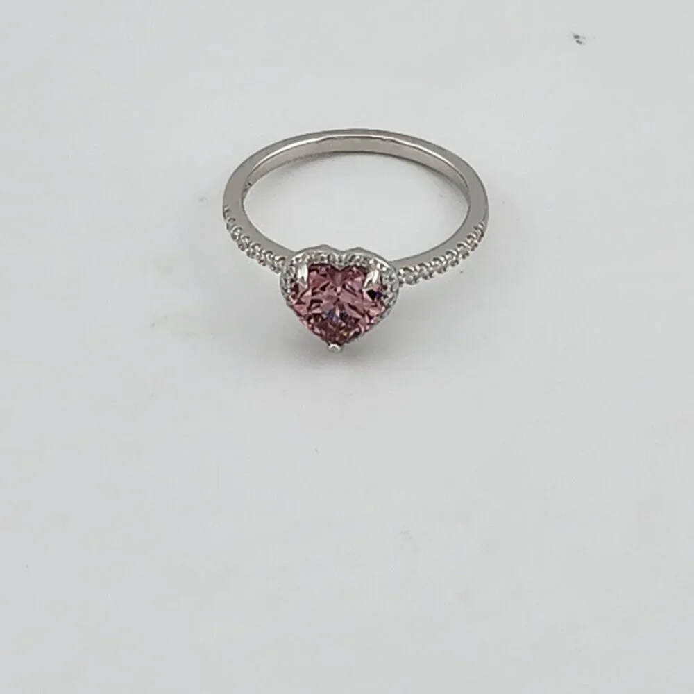 Dazzling Pink Heart Gemstone Ring in Solid 925 Sterling Silver – Perfect Gift